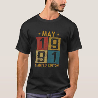 Camiseta Vintage 31St Birthday May 1991 Born In 1991 31 Yrs