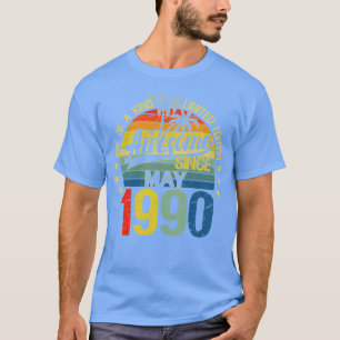 Camiseta Vintage 32 Anos De Idade Maio 1990 Decorações