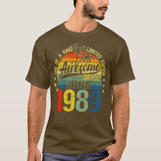 Camiseta Vintage 33 Anos Antiga Junho De 1989 Decorações 33