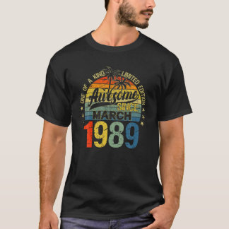 Camiseta Vintage 33 Anos Antiga Março De 1989 Decorações 33