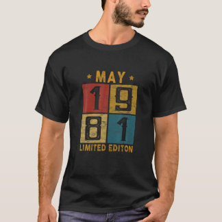 Camiseta Vintage 41St Birthday May 1981 Born In 1981 41 Yrs