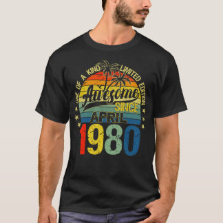Camiseta Vintage 42 anos Antiga abril de 1980 Decorações 42