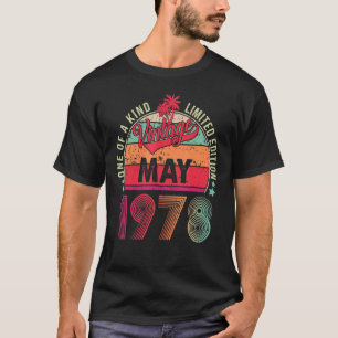 Camiseta Vintage 44 Birthday Admirável Desde maio de 1978