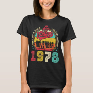 Camiseta Vintage 44 Birthday Admirável Desde novembro de 19