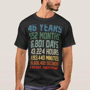 Camiseta Vintage 46º aniversário Anniver Casamento de 46 an