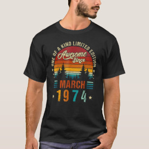 Camiseta Vintage 48th Birthday Incrível desde março de 1974