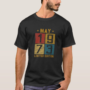 Camiseta Vintage 49º Aniversário Nascer De Maio De 1973 Em