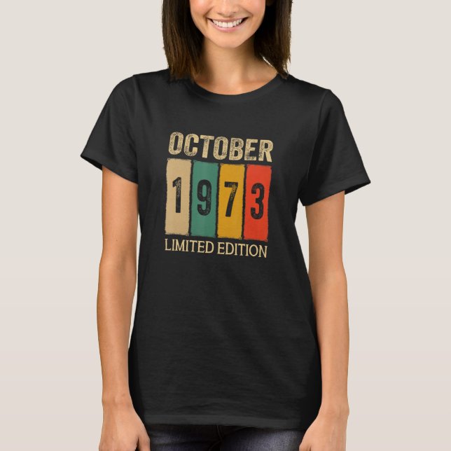 Camiseta Vintage, 49 anos, outubro de 1973 (Frente)