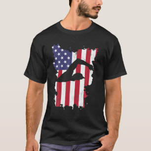 Camiseta Vintage 4 De Julho Dos EUA Bandeira Nadando Nadado
