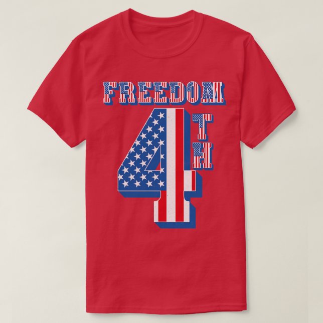 Camiseta Vintage 4th Freedom American Flag Text (Frente do Design)