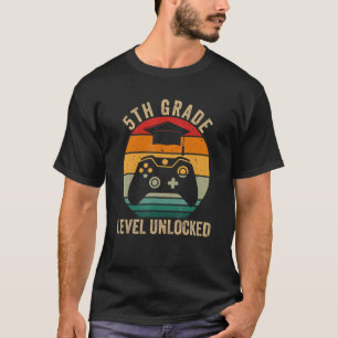 Camiseta Vintage 5 Nível de Vídeo Desbloqueado Gamer Voltar