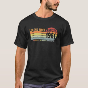 Camiseta Vintage 60ª Legenda De Aniversário Desde Agosto De