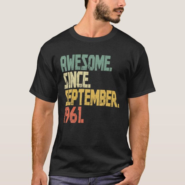 Camiseta Vintage, 60 Anos Engraçada Desde Setembro (Frente)