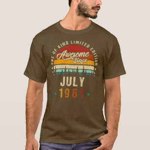 Camiseta Vintage 61th Birthday Incrível desde julho de 1961