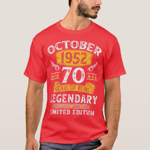 Camiseta Vintage 70 Birthday outubro de 1952 70 anos G