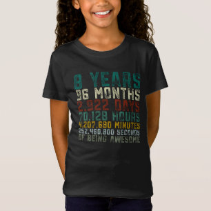Camiseta Vintage 8 de 8a anos menina idosa do menino do