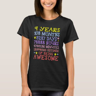 Camiseta Vintage 9º Aniversário Garota Crianças de 9 Anos 9