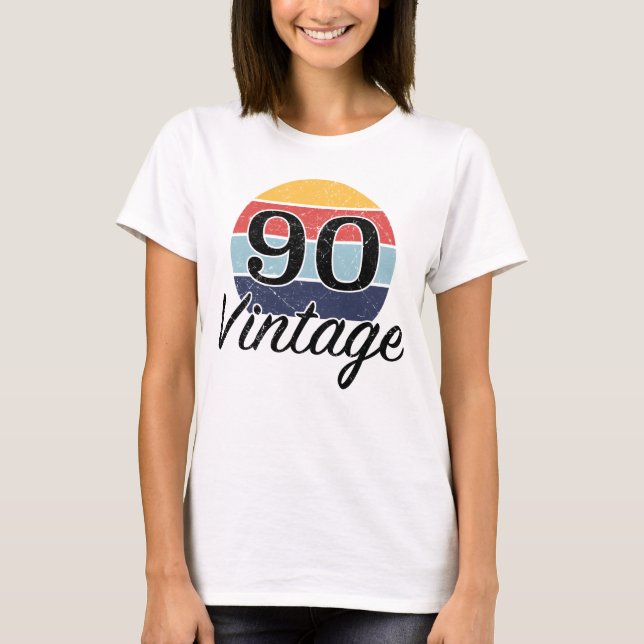 Camiseta Vintage 90 Birthday Sunset (Frente)