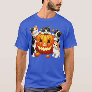 Camiseta Vintage 90s Cat Pumpkin Halloween Retro Floral Spo