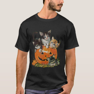 Camiseta Vintage 90s Cat Pumpkin Halloween Retro Floral Spo