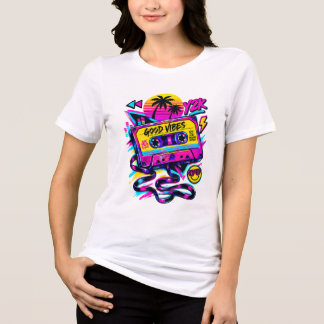 Camiseta Vintage 90s Retro Cassette Cosmic Sci-Fi Women's T
