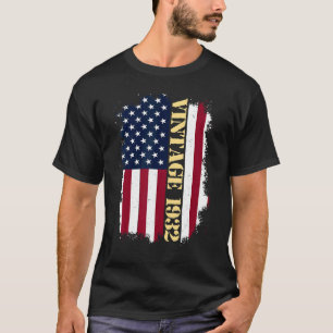Camiseta Vintage, 91 anos, EUA Flag 1932 American Flag 91s