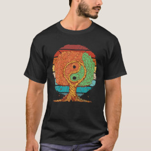 Camiseta Vintage A Árvore Da Vida Com O Símbolo Yin-Yang,
