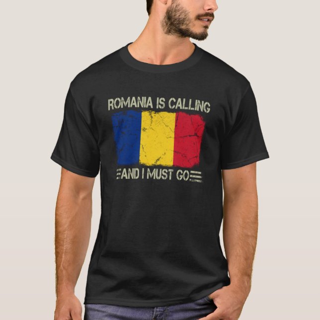 Camiseta Vintage, a bandeira romena, a Romênia, está a tele (Frente)