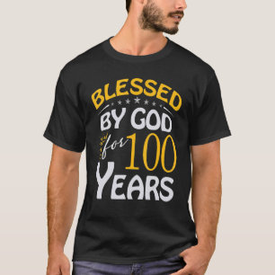 Camiseta Vintage Abençoada por Deus Por 100 Anos Feliz 100t