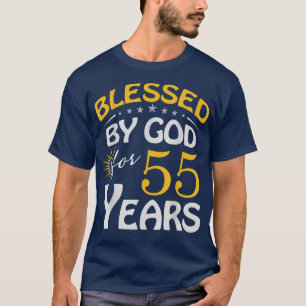Camiseta Vintage abençoada por Deus por 55 anos Feliz 55º