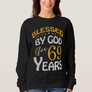 Camiseta Vintage Abençoada Por Deus Por 69 Anos Feliz 69