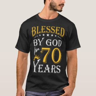 Camiseta Vintage Abençoada Por Deus Por 70 Anos Feliz 70 Bi