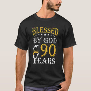 Camiseta Vintage Abençoada Por Deus Por 90 Anos Feliz 90 Bi