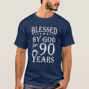 Camiseta Vintage Abençoada Por Deus Por 90 Anos Feliz 90 Bi