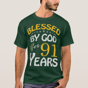 Camiseta Vintage abençoada por Deus por 91 anos Feliz 91 ru