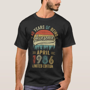 Camiseta Vintage Abril 1986 40 Anos 40º Aniversário Homens 
