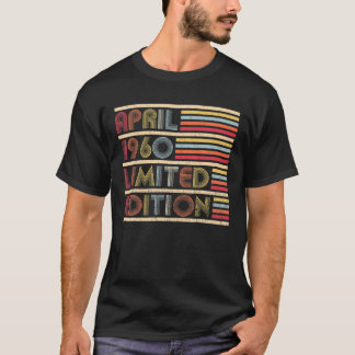 Camiseta Vintage Abril De 1960 60 Anos 60 Anos De Idade Cus