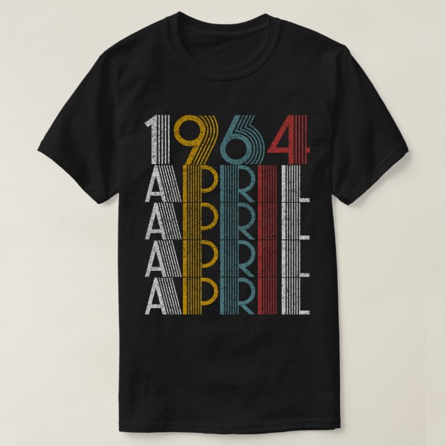 Camiseta Vintage abril de 1964 Homens Presentes (Frente do Design)