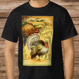 Camiseta Vintage Ação de Graças Saudações com a Turquia