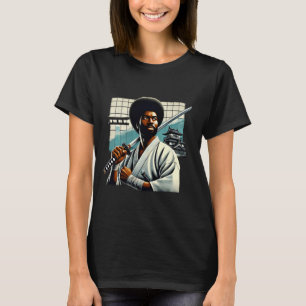 Camiseta Vintage Afro-Americano Samurai - Estilo Japonês Bu