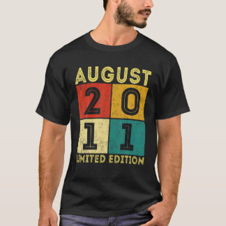Camiseta Vintage Agosto De 2011 Retro 10º Aniversário 10 An