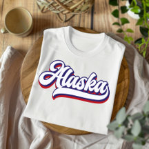 Camiseta Vintage Alaska Vermelho Branco e Azul com