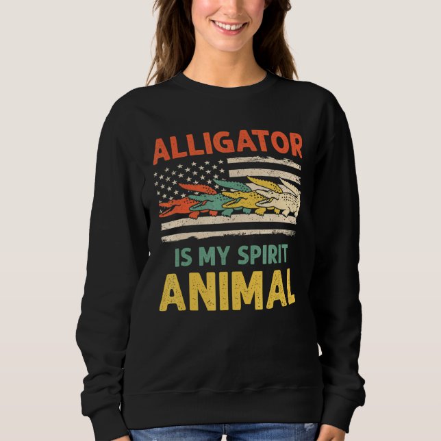 Camiseta Vintage Alligator Animal American Flag (Frente)