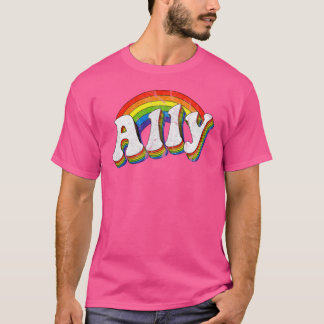 Camiseta Vintage Ally LGBTQ 70s Gay Pride Flag LGBT boy