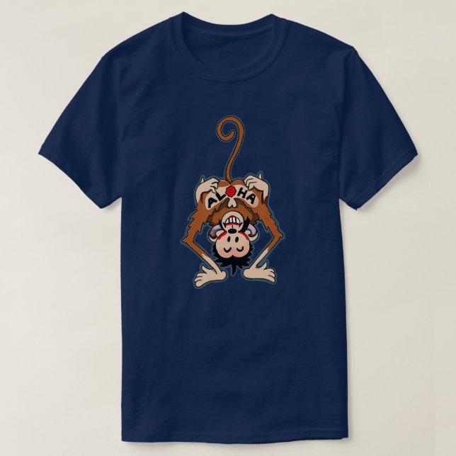 Camiseta Vintage Aloha Monkey Tattoo (Frente do Design)