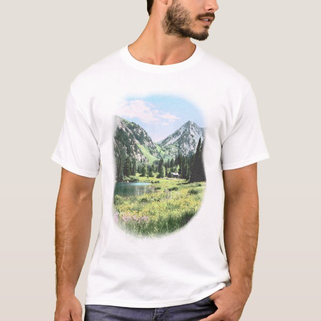 Camiseta Vintage Alpine Mountain Lake Scenic Graphic (Frente)