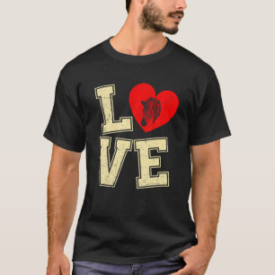 Camiseta Vintage ama zebra corações e animais lindos sobr