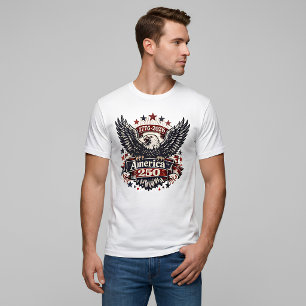 Camiseta Vintage América 250 Águia Careca 1776-2026 Patriót