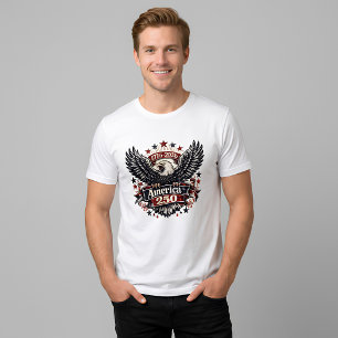 Camiseta Vintage América 250 Águia Careca 1776-2026 Patriót