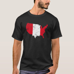 Camiseta Vintage America with Peru Flag Roots No Peru